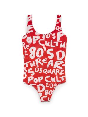 Dsquared2 Kids text-print scoop-back swimsuit