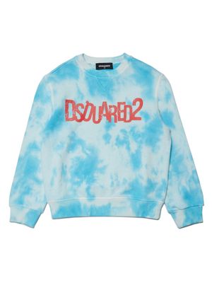Dsquared2 Kids tie-dye print cotton sweatshirt - Blue