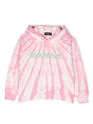 Dsquared2 Kids tie-dye print logo hoodie - Pink