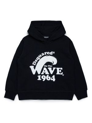 Dsquared2 Kids Wave 1964-print cotton hoodie - Black