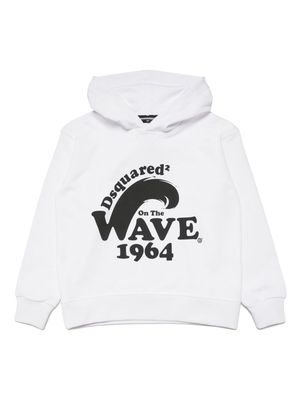 Dsquared2 Kids Wave-print cotton hoodie - White