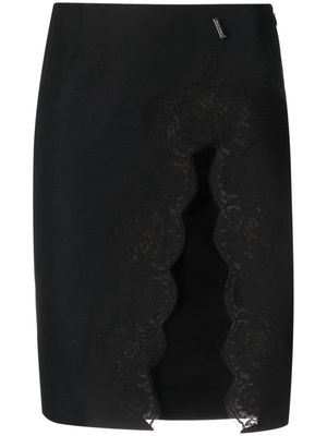 Dsquared2 lace-detail virgin wool skirt - Black