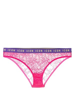 Dsquared2 lace logo-waist briefs - Pink