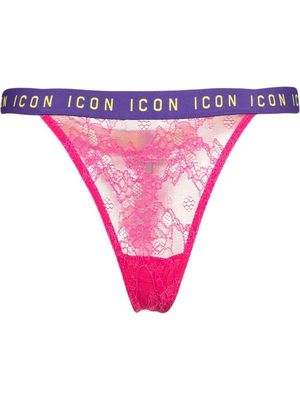 Dsquared2 lace logo-waistband thong - Pink