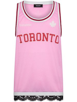Dsquared2 lace-trim jersey tank top - Pink