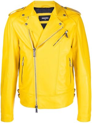 Dsquared2 lambskin biker jacket - Yellow