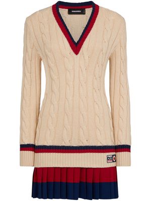 Dsquared2 layered cable-knit minidress - Neutrals