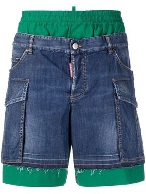 Dsquared2 layered-design denim shorts - Blue