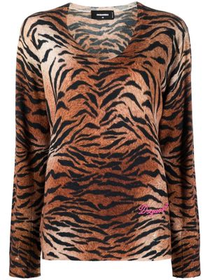 Dsquared2 leopard-print knitted jumper - Brown