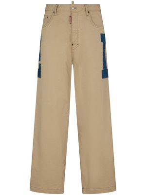 Dsquared2 logo-appliqué straight-leg trousers - Neutrals