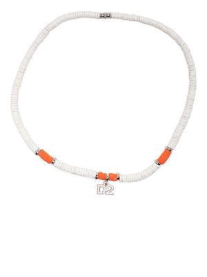 Dsquared2 logo-charm beaded necklace - White