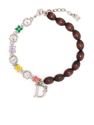 Dsquared2 logo-charm crystal embellished bracelet - Brown