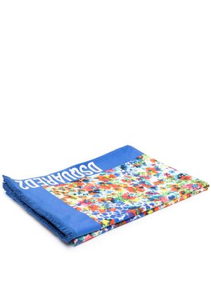 Dsquared2 logo-detail floral-print cotton beach towel - Blue