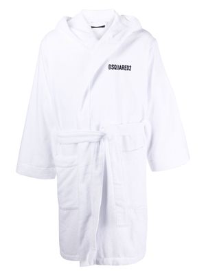 Dsquared2 logo-detail hooded bathrobe - White