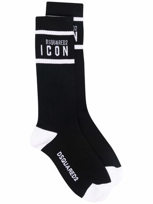 Dsquared2 logo-detail intarsia-knit socks - Black
