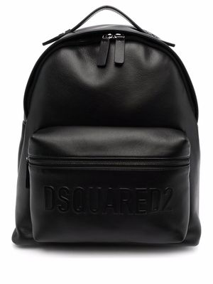 Dsquared2 logo-embossed leather backpack - Black