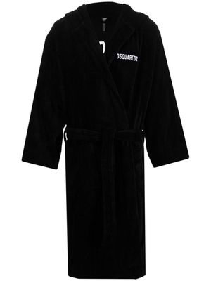 Dsquared2 logo embroidered bath robe - Black
