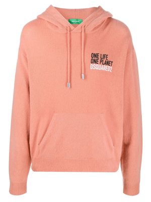 Dsquared2 logo-embroidered cashmere hoodie - Orange