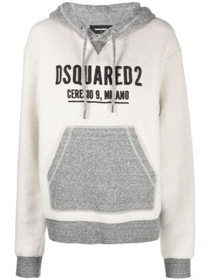 Dsquared2 logo-embroidered cotton hoodie - White