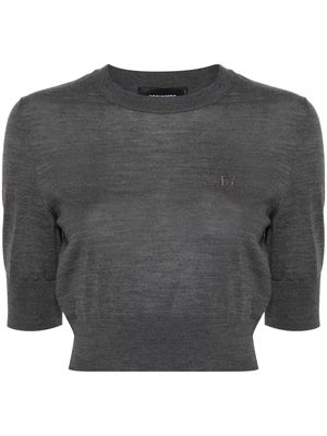 Dsquared2 logo-embroidered cropped jumper - Grey