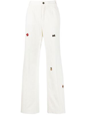 Dsquared2 logo-embroidered flared trousers - White