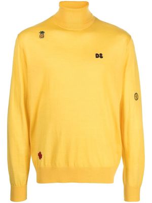 Dsquared2 logo-embroidered high-neck jumper - Yellow