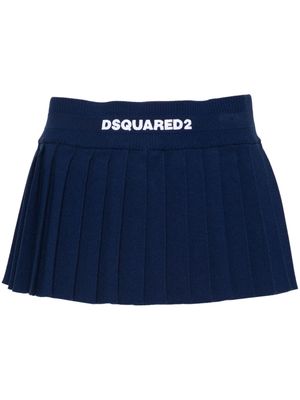 Dsquared2 logo-embroidered pleated mini skirt - Blue