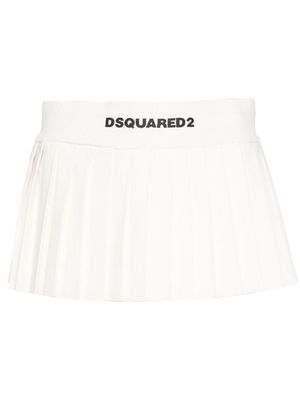 Dsquared2 logo-embroidered pleated mini skirt - Neutrals