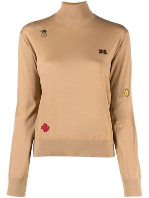 Dsquared2 logo-embroidered roll-neck jumper - Brown