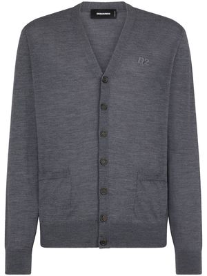 Dsquared2 logo-embroidered virgin wool cardigan - Grey