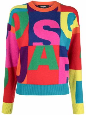 Dsquared2 logo intarsia knitted jumper
