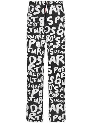 Dsquared2 logo-lettering cotton blend slim-fit trousers - Black