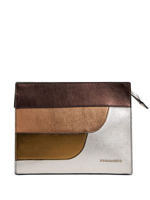 Dsquared2 logo-lettering leather clutch - Silver