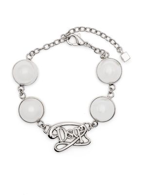 Dsquared2 logo-lettering pearl-detail bracelet - Silver