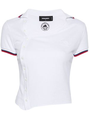Dsquared2 logo-patch asymmetric polo shirt - White