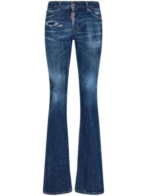 Dsquared2 logo-patch cotton-blend bootcut jeans - Blue