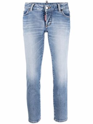 Dsquared2 logo patch cropped jeans - Blue