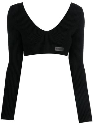 Dsquared2 logo-patch cropped knitted top - Black