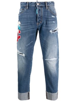 Dsquared2 logo-patch distressed jeans - Blue