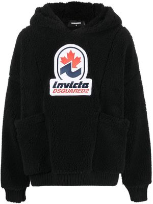DSQUARED2 logo-patch fleece hoodie - Black