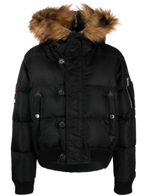 Dsquared2 logo-patch hooded down jacket - Black