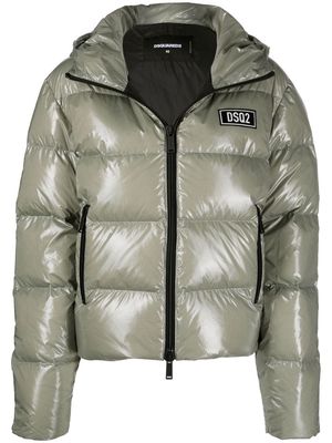 Dsquared2 logo-patch hooded down jacket - Green