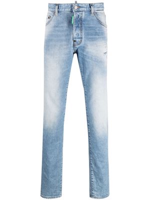 Dsquared2 logo-patch straight-leg cotton trousers - Blue