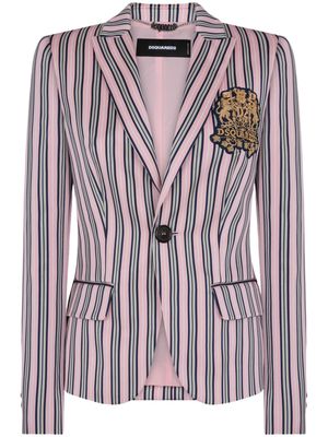 Dsquared2 logo-patch striped blazer - Pink