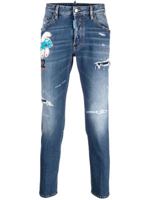 Dsquared2 logo-patch tapered-leg jeans - Blue