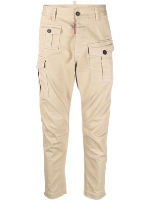 Dsquared2 logo-patch tapered trousers - Neutrals