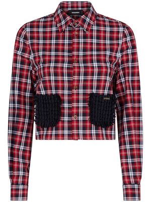Dsquared2 logo-plaque checkered cropped shirt