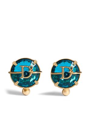 Dsquared2 logo-plaque crystal-embellished earrings - Blue