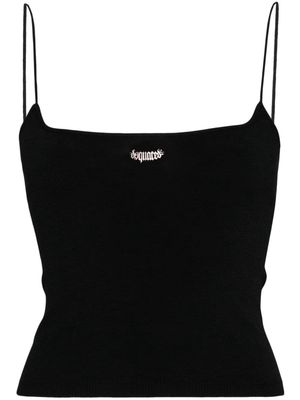 Dsquared2 logo-plaque knitted crop top - Black