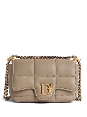 Dsquared2 logo-plaque quilted leather bag - Neutrals